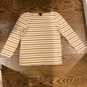 Striped pink and brown j-crew boat neck shirt